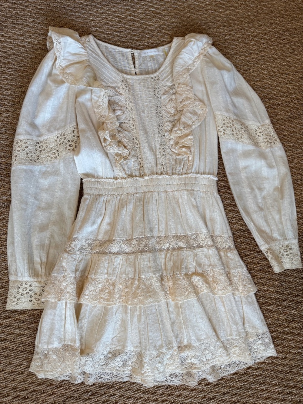 Love shack fancy ruffle lace mini dress
